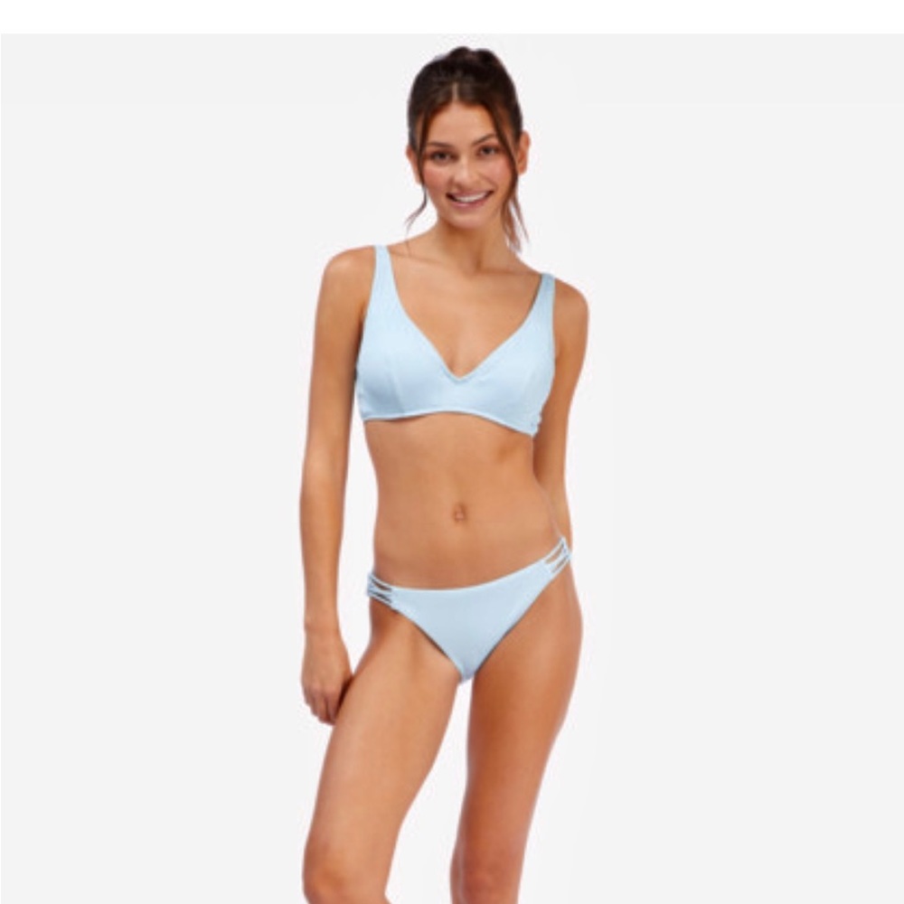 New Roxy Light Blue Ribbed Bikini Set Sz M